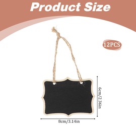 12 Pack Small Chalkboard Tags Hanging Wooden Chalkboard Mini Chalkboard with String Signs Party Buffet Food Name Tags Hanging Blackboard Massage Board Labels Chalk Labels