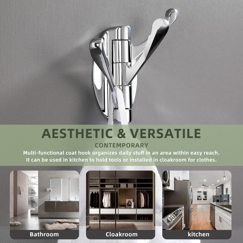 Angle Simple Folding Coat Towel Hook, Metal Robe Hook, Bathroom