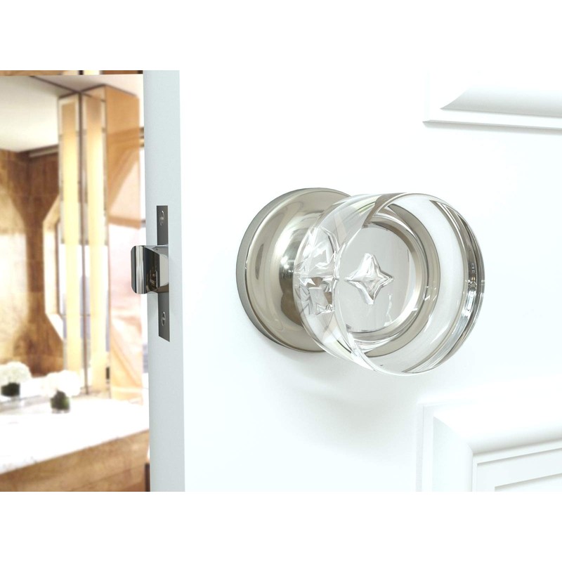 Dummy Round Crystal Door Knobs Satin Nickel Round Rosette