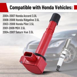 Pindex 6 Pack Ignition Coils and Iridium Spark Plugs,UF400 PK16TT/4503 Coil Pack Kits Compatible with Honda Saturn Pilot Ridgeline MDX Vue 3.5L 3.7L V6