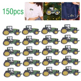 Buttons for Crafts 150pcs, Green Tractor Design Craft Buttons 2-Hole Wooden Buttons for Clothing Ornament DIY Decoration