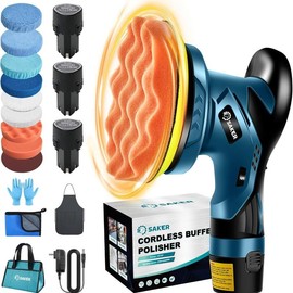 Saker Cordless Automotive Buffering Polisher - 6-inch portable polishing waxing machine kit for automotive details - Color: 3 Pieces Of Battery Cloth Packed Deluxe Plus Versi