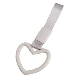 DSkoiph 1 PC Heart JDM Tsurikawa Hang Ring Subway Train Bus Handle Hand Strap Drift for Car (Heart: White)