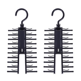 CALLARON 2 Piezas Organizador de Corbatas y Bufandas, Colgador Metálico Doble Cara, Gancho Multifuncional para Ropa, Cinturones, Sombreros y Bufandas, Percha Negra de Ahorro de Espacio