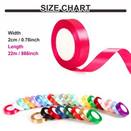 20mm Wide Orange Satin Ribbon - 22m Wrapping Ribbon for Presents, Cakes, Bows, Bouquets, Crafts, Weddings, Cars