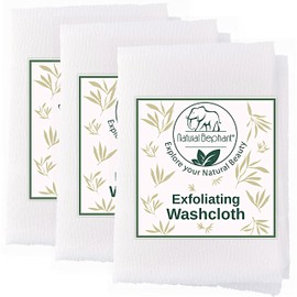 Natural Elephant Exfoliating Washcloth Pearl White Japanese Shower Scrubber for Body (3 Pack (3 Washcloths))