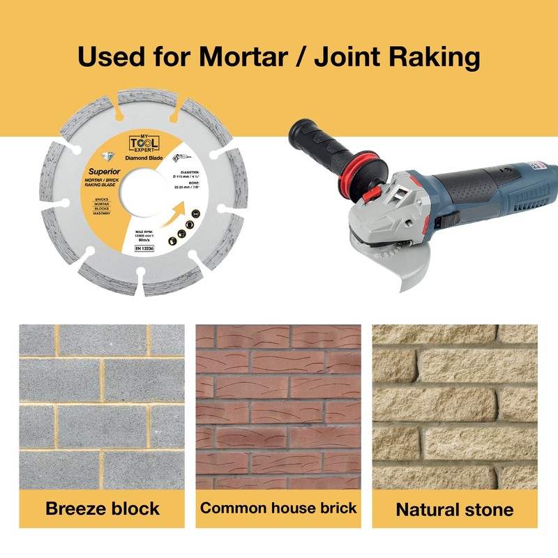 Superior Diamond Mortar Disc 115mm/4.5", Mortar Masonry Joint Raking Blade