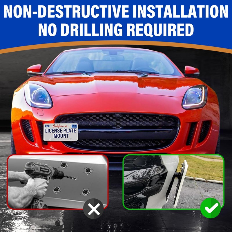 No Drill Front License Frame Compatible with Jaguar F-Pace 2017-2025