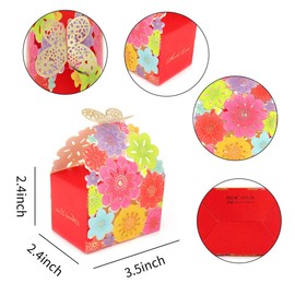 Kslong 50Pcs Flower Butterfly Favor Boxes,Laser Cut Wedding Favor Boxes for Party Decoration,Cute Candy Chocolate Gift Boxes for Bridal Birthday Party Supplies (Mixed Colors,L)