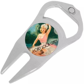 NewCharms I Only Look Crazy Golf Ball Marker Divot Repair Tool Bottle Opener