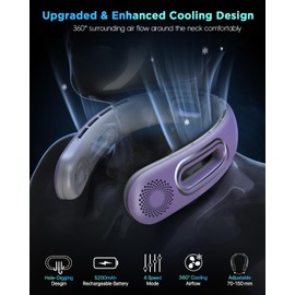 Hotsales Neck Fan, Hands Free Bladeless Neck Fans Portable Rechargeable, 360° Cooling Neck Fan, 4 Speeds, Quiet, 5200 mAh Battery Operated USB Wearable Personal Fan Gifts for Women, Travel, Outdoor