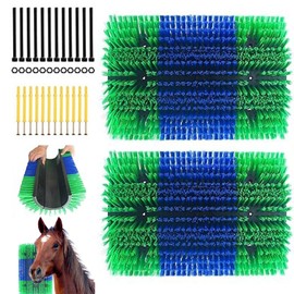 2 Packs Livestock Scratch Brush,Upgraded Extra Large Horse Brush for Grooming Cattle Brush Relieves Itching,Goat Supplies for Cattle, Cow, Sheep, Pig with 4 Sets of Mounting Screws