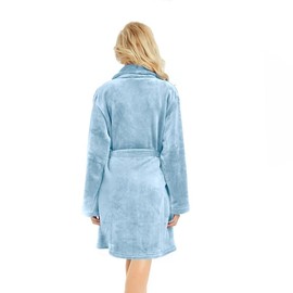 U2SKIIN Bathrobe Women's Short Plush Bathrobe Short Soft Warm Dressing Gown Women's Light Fluffy Bathrobes for Women, lightblue