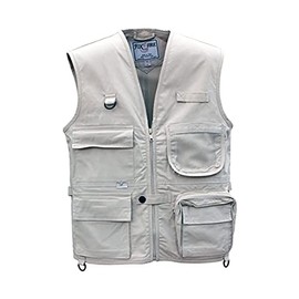 Foxfire Kid's Cargo Explorer Vest for Outdoor, Adventure, Safari and Travel Wear with Pockets, Cotton, Stone, Medium