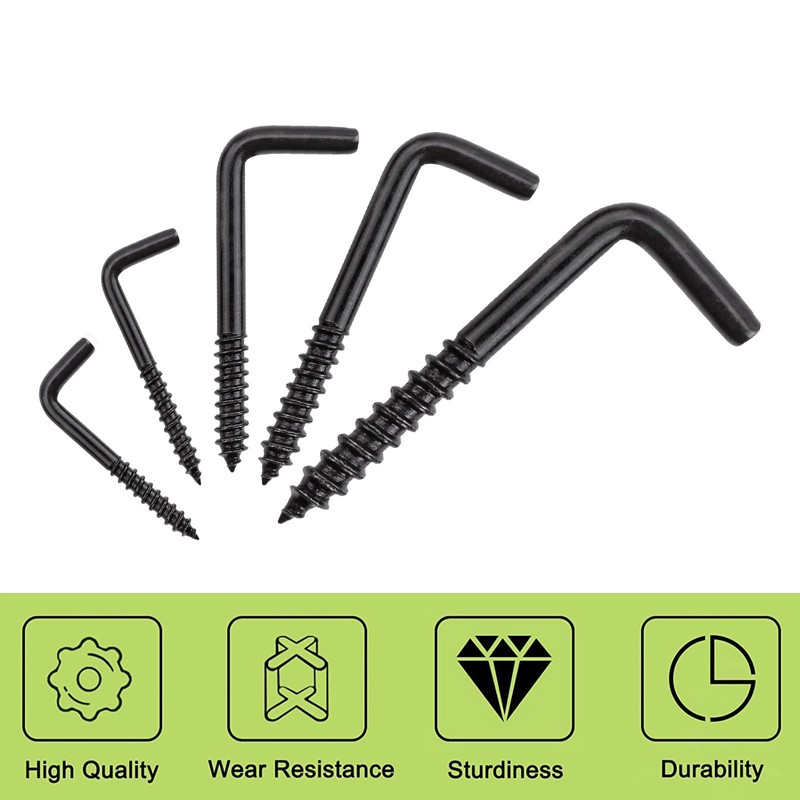 UFURMATE Screw in Hooks, 120Pcs 5 Sizes L Shaped Hooks