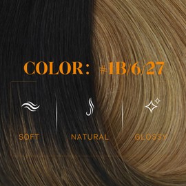 Easyouth Weft Hair Extensions Human Hair Sew In Extensions Real Human Hair Balayage Natural Black To Light Brown Mix Blonde Hair Extensions Sew in Weft Extensions 24 Inch 100G