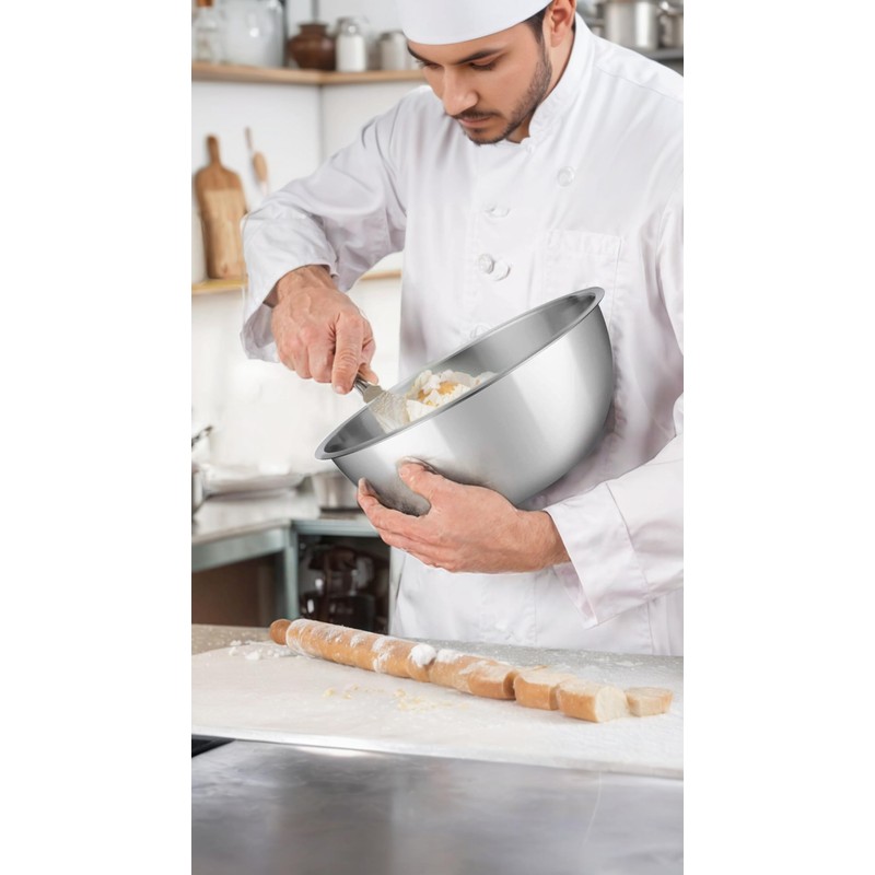 5-Piece Stainless Steel Mixing Bowl Set, Premium Nesting Design for