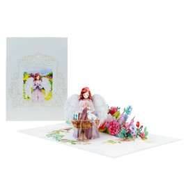 PQ Bees Angel Easter Card, 3D Pop Up Easter Card, Religious Sympancy Card, Condolence Card | With Message Note & Envelop | Size 8 x 6 Inch (Swing Angel Pray)