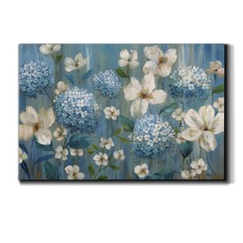 Wexford Home Landscape Canvas Wall Art Abstract Floral Forest Modern Pictures Artwork Decoration for Living Room Kitchen Bathroom Office, Ready to Hang, Very Berry Blues, 32x48