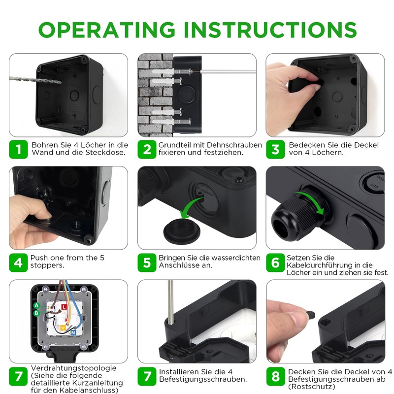 Upgrade Outdoor Socket Waterproof Socket IP66 with Switch Indicator Light,