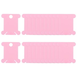 HARFINGTON 100pcs Embroidery Floss Bobbins, 1.5" x 1.4" with Thread Clips Plastic Floss Bobbins Cardboard for Cross Stitch Thread Organizer Holder DIY Craft Sewing Storage, Pink