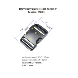 Ahijklmn Quick Side Release Buckles 2" Heavy Duty Plastic Snap Buckle Clasps 2 inch Backpack clips Buckle Replacement for Straps (2 inch - 2 Packs)