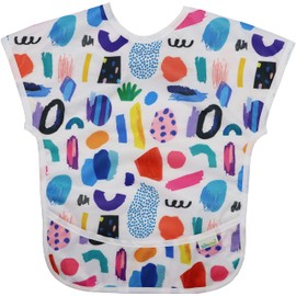 ZENBÉBÉ Baby Bib for Boys & Girls - Colorful Waterproof Leak Proof Toddler Short Sleeve Smock - 1-3 years (Art)