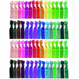 Alayna Rainbow Hair Ties No Damage or Creases Ribbon Stretchy Elastic 10 Packs of 60