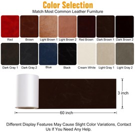 ILOFRI 3x60 Inch Smooth Leather Repair Patch Tape for Car Seat, Self Adhesive Leather and Vinyl Repair Patch Kit for Furniture, Couches, Upholstery, Interior, Boat Seat, Sofa - Dark Brown 2