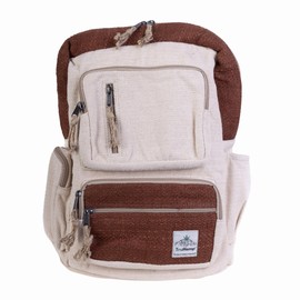 TruHemp Handmade Multi-Pocket Hemp Backpack, Brown – Durable and Lightweight Travel Backpack with Adjustable Straps and Multiple Zipper Compartments