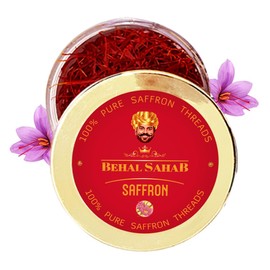 Behal Sahab 100% Pure Saffron - 0.106 oz (3 Gram), Premium Quality, Handpicked Kashmiri Kesar, Natural & Aromatic, Perfect for Cooking, Beauty & Wellness – by Behal International