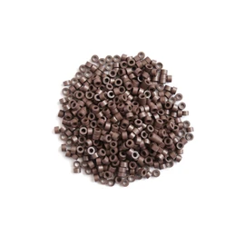 500 unidades de microeslabones forrados de silicona para extensiones de pelo de 5 x 3 x 3 mm (marrón)