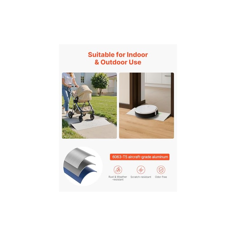 VEVOR Door Threshold Ramp, 2 inch Rise, Aluminum Alloy, 800