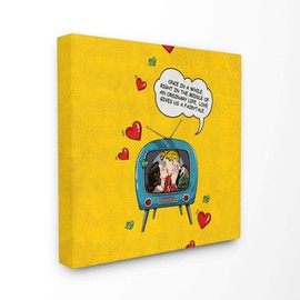 Stupell Industries Fairytale Love Vintage Comic Book Yellow Blue, Design by Artist Ester Kay Wall Art, 24 x 1.5 x 24, Canvas