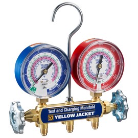 Yellow Jacket 42035 2-Valve Series 41 A2L Manifold, (psi °F) R32/454B/410A, 3-1/8" Gauges (No Hoses)