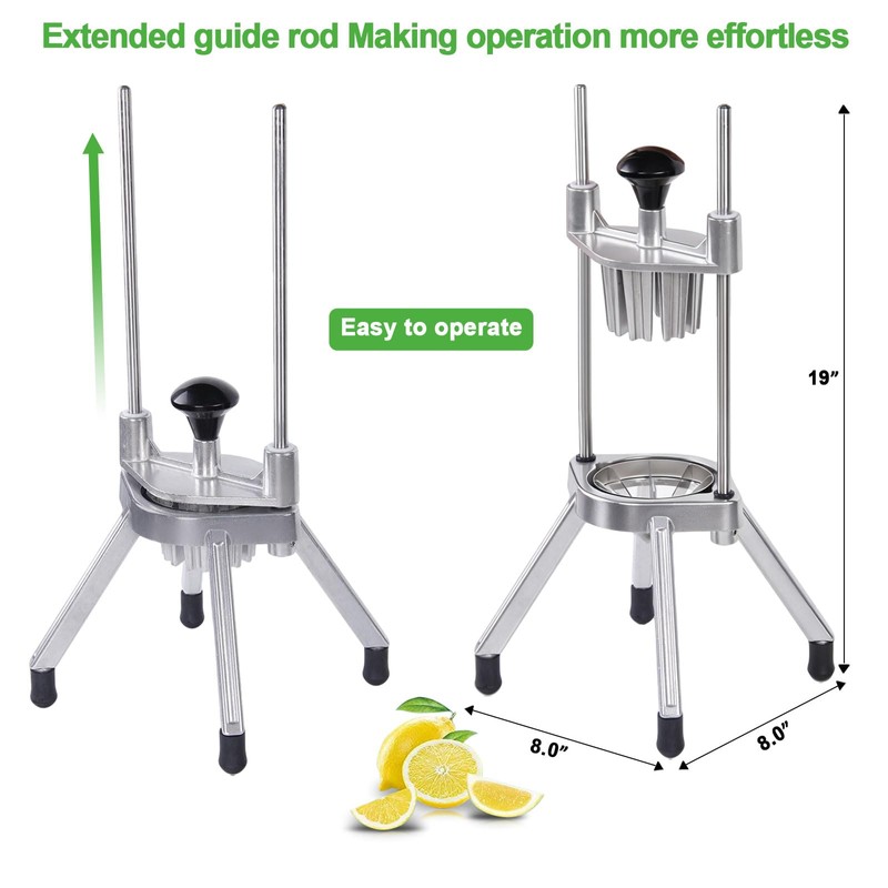 Commercial Lemon Cutter 8-Section with V-Shaped 420 Stainless Steel Blades，Easy
