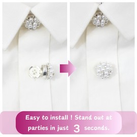 Button Covers for Women Pearly 6 Set Sewing Buttons Silver White Crystal Rhinestone for Men Suitable Dress DIY and Holiday Decoration Embellishments Gifts Idea