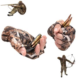 DecoyPro Lightweight Fingerless Hunting Gloves for Men - Camo Gloves for Deer Hunting & Fishing with Textured Grip Palm & Soft Lining – Comfortable Hunting Accessories - 1 Size Fits Most L to XL