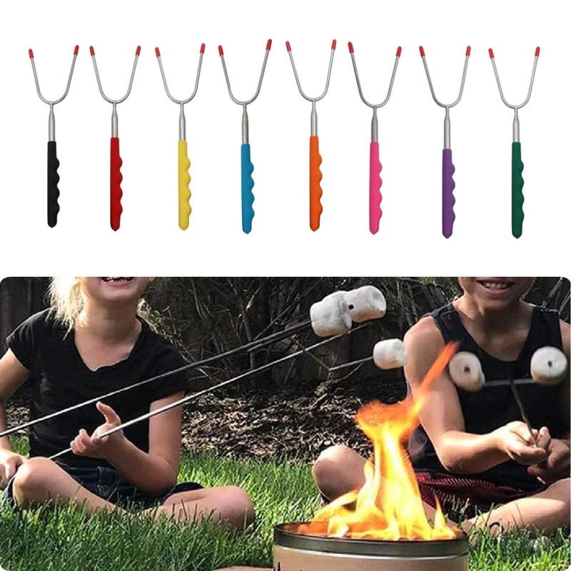 Lyfengdeam Barbecue Forks-4 Pack Marshmallow Roasting Sticks Extendable Stainless Steel