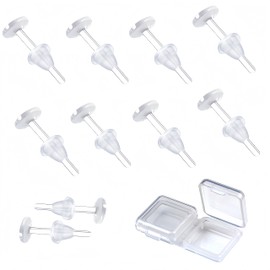 Geeloa Secret Earrings, Transparent Medical Resin Earrings, 10 Piercings + 10 Catches, Transparent Earrings, Cartilage Piercing, Metal Allergies Friendly (0.7 oz (18 g), Shaft 0.5 inch (14 mm), Ball