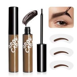 Brow Tattoo Peel Off Tint - Eyebrow Gel Tint with Eyebrow Stencils, Waterproof Eye Brow Pencils Brow Gel Eyebrow Tattoos Long-Lasting Makeup for Women Create Full Voluminous Brows (Light Brown)