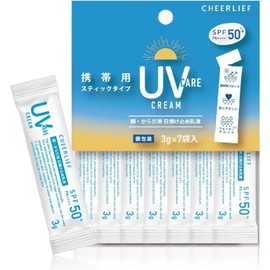 UV Essence, Sunscreen, Cheerefs, UV Care, Cream, For Face & Body, SPF 50+ PA++++, Moisturizing, Individual Packaging, Portable Stick Type, 7 Sticks Included, Can Be Used Anywhere Anywhere (1 Bag)