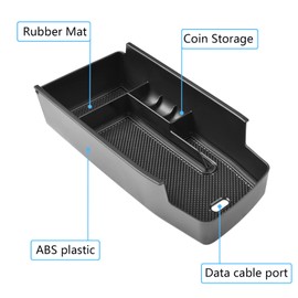 EDBETOS Center Console Organizer Tray Compatible with Chevy Bolt EUV Bolt EV Accessories 2022-2023 Interior Secondary Armrest Storage Glove Box Divider ABS Material, Customized Design, Black