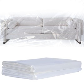 Pack of 2 Waterproof Transparent Furniture Cover 2 x 3 m Sofa Cover Dustproof Couch Cover for Moving Storage Renovation Robust Plastic Protective Cover for Sofas Armchairs Chairs Ottomans