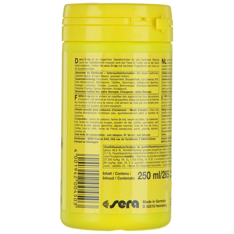 Sera O-Nip Nature 265 Tabs 8.45 oz | Complete Feed