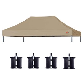 SCOCANOPY Commercial 10x15 Canopy Replacement Canopy Top,Canopy Cover ONLY,Bonus 4 Pack Weight Bag (Khaki)