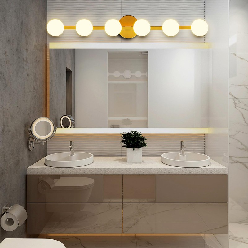 Lightdot 6-Light Modern Bathroom Vanity Light, 38" Gold Metal Frame