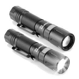 SuperFire 1000-Lumen Tactical Flashlight - Rechargeable, Zoomable LED Flashlight with 5 Modes, Pocket-Sized (2-Pack) for Camping & Emergency
