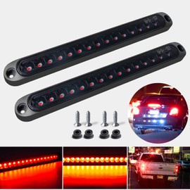 2 Pack 10" 15 LED Trailer Identification Light 9 to 30-volt, LED Stop Turn Tail Light Assembly Third Brake Bar Strip Truck Rear Marker Light Waterproof for Heavy Duty Boats Truck Pickup (Smoked)