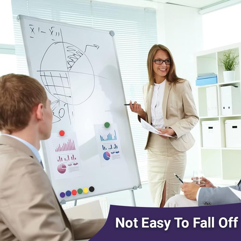 Pack of 12 Yellow Round Flat Magnets - 24mm Whiteboard